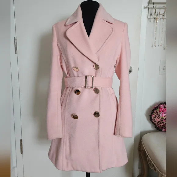 Emiriawiz Gyaru Pink Double Breasted Coat With Matching Belt